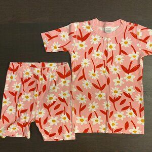 Girls Hanna Andersson Pink Flower Shorts Pajama Set - Size 140/US 10